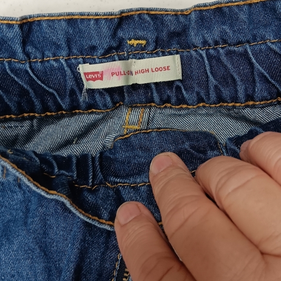 Levi Jean Cotton High Rise Pull-on Girl 12 Reg Draw String Elastic Mid Wash Blue - Picture 6 of 13